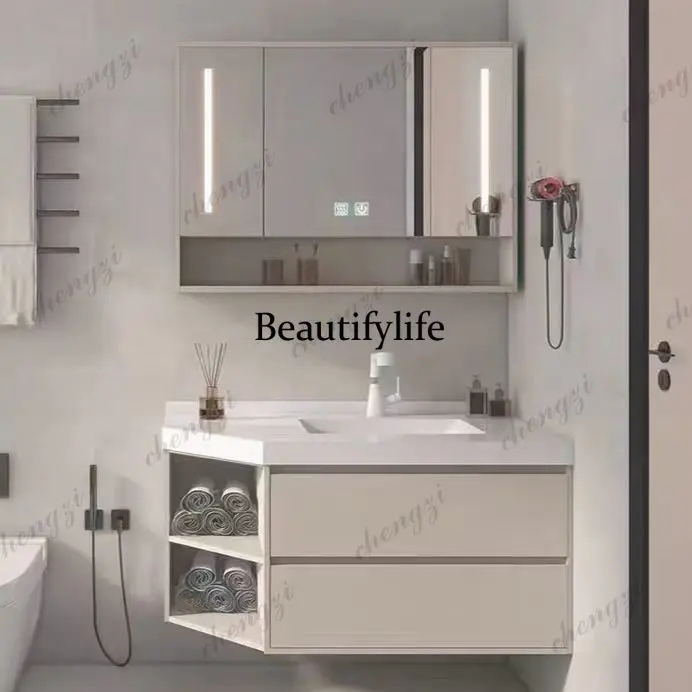 Waterproof honeycomb aluminum special-shaped beveled corner bathroom cabinet combination bathroom, washstand hand basin cabinet