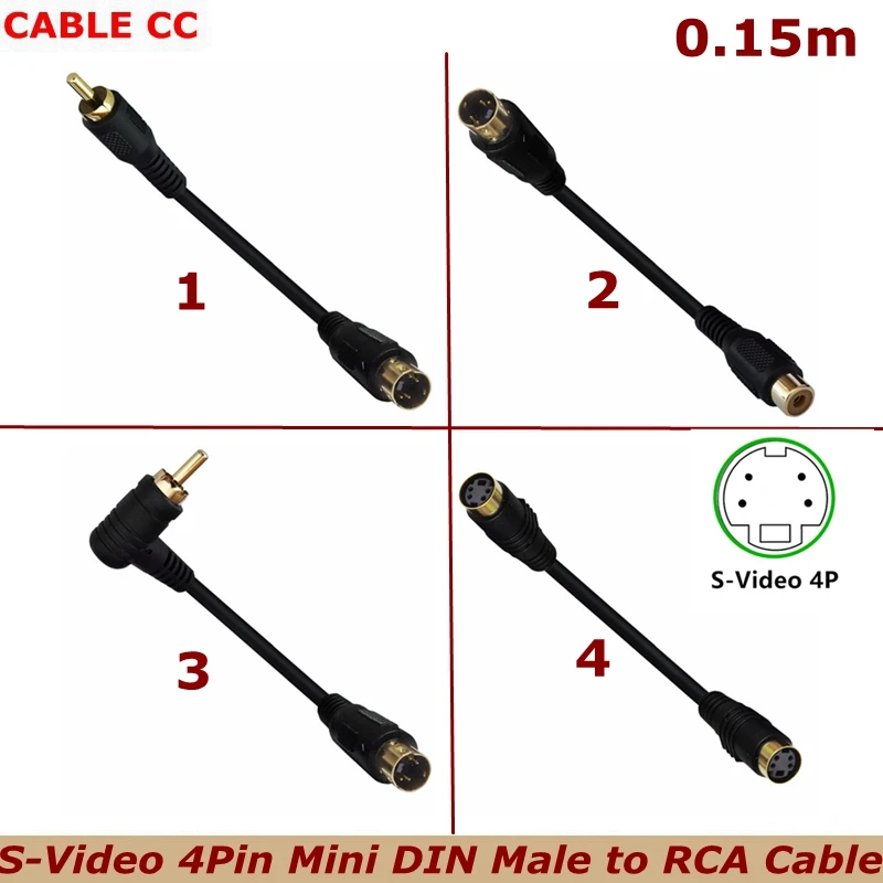 Ancable S-Video 4Pin Mini DIN Male to RCA Female Composite Adapter Cable to Connect PC Laptops with 4-Pin S-Video Jacks to TV