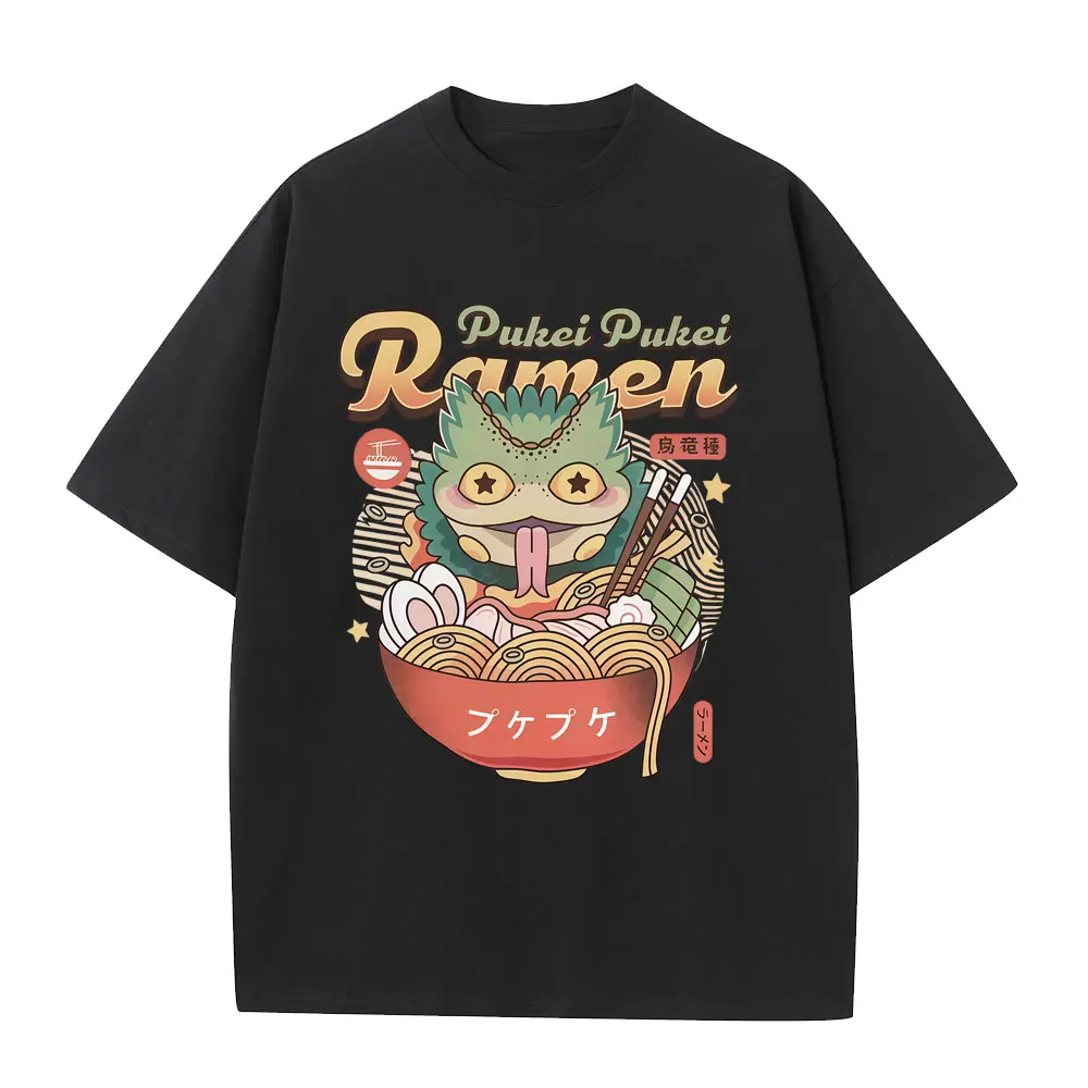 

Pukei Pukei Eat Ramen Funny Meme Graphic T-shirt Men Women Vintage Japanese Style T Shirts Men's 100% Cotton Oversized T-shirts