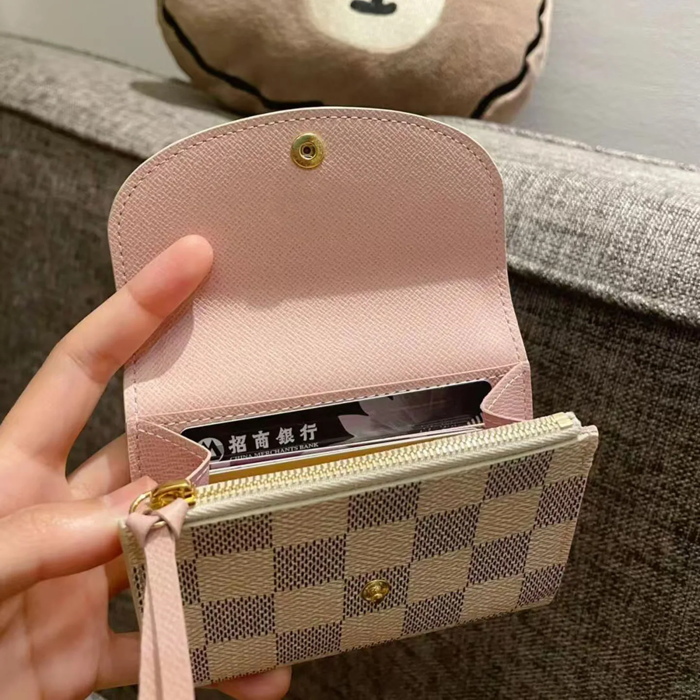 2026-new-portable-small-women's-zipper-coin-purse-classic-plaid-card-holder-simple-flip-cover-card-bag-horizontal-ape