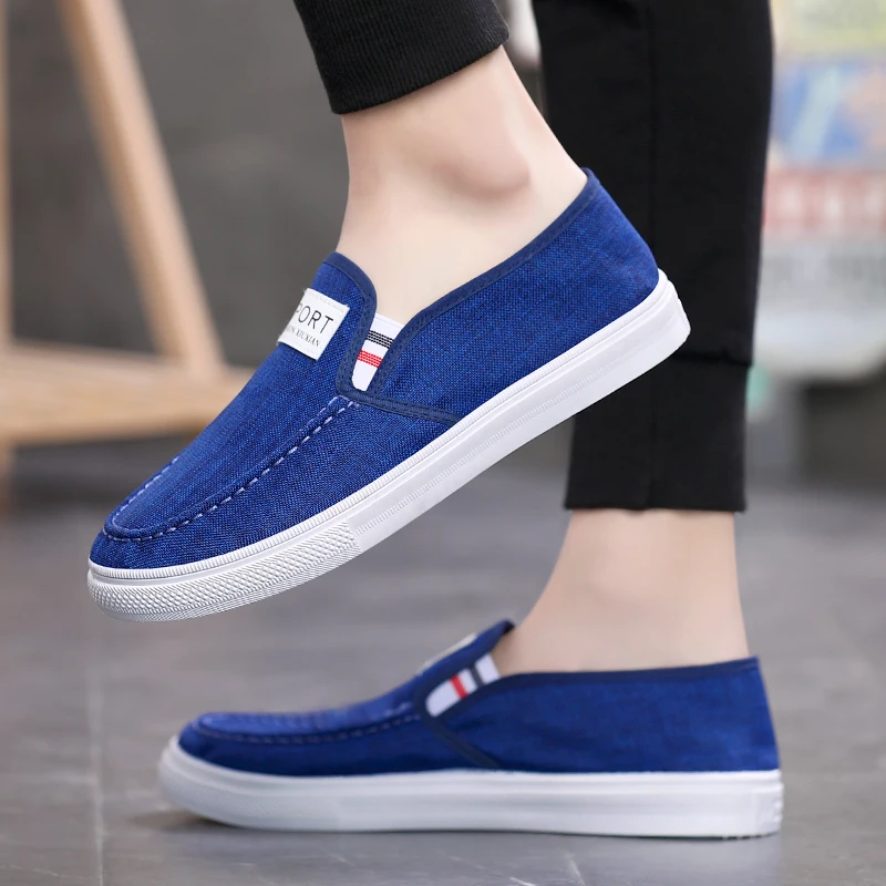 Canvas Shoes for Men Sneakers Spring Flat Lightweight Slip-on Men's Jogging Shoes Low-tops Non-slip Men's Casual Sports Shoes