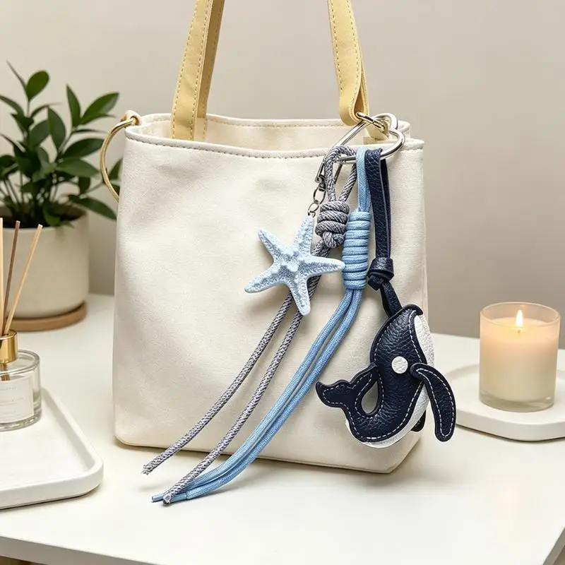 1 Stück Niedlicher Wal-Delfin Taschenanhänger Meeres-Tier PU-Leder Schlüsselanhänger Beruhigende Tiefsee-Vibes-Entspannendes Natur-Inspiriertes Accessoire – Detail 7