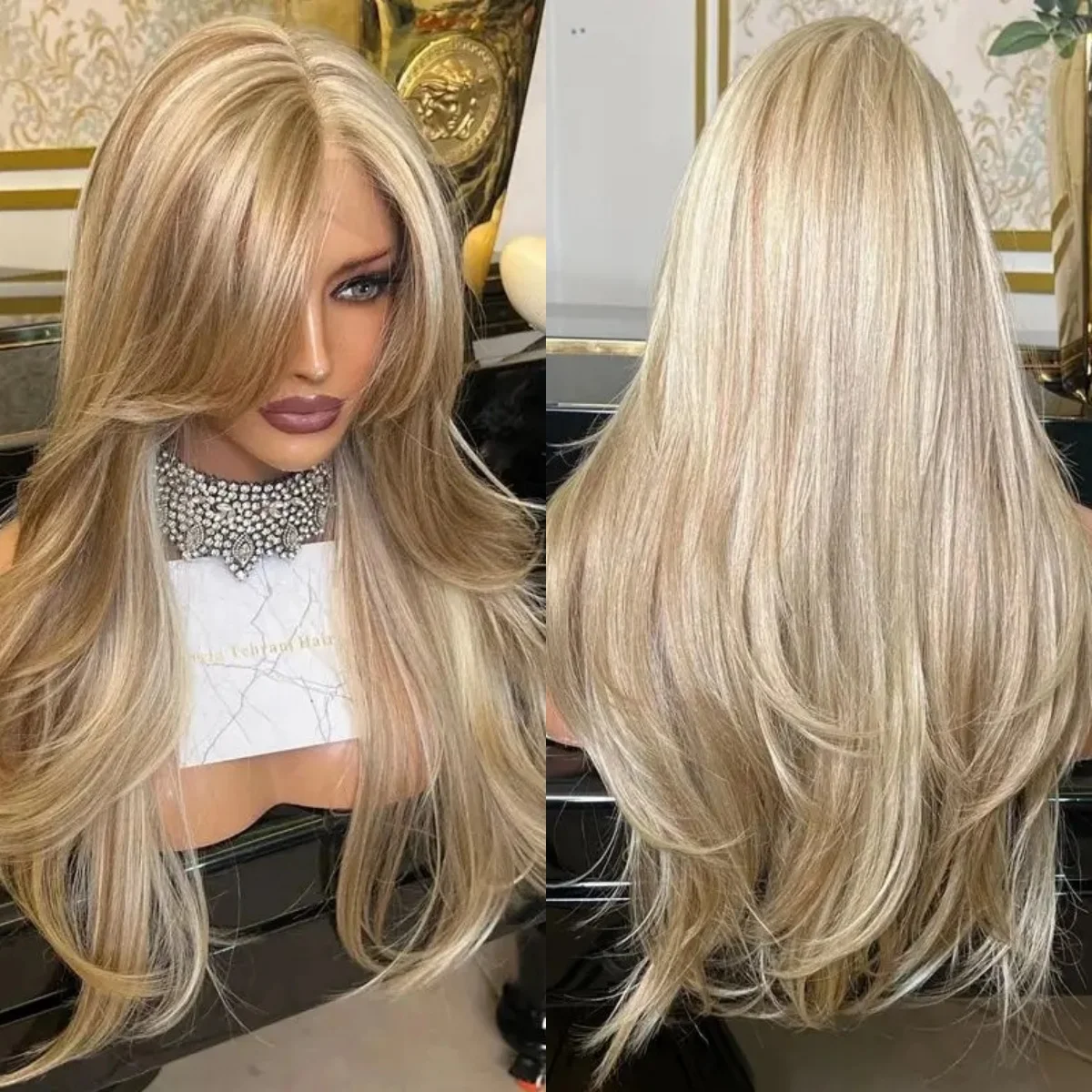 

Balayage Натуральный Прямой Парик Фронта Шнурка Синтетический Термостойкий Парик 13x4 HD Бесклеевой Парик Омбре Золотой Пепельный Блондин Натуральная Линия Волос