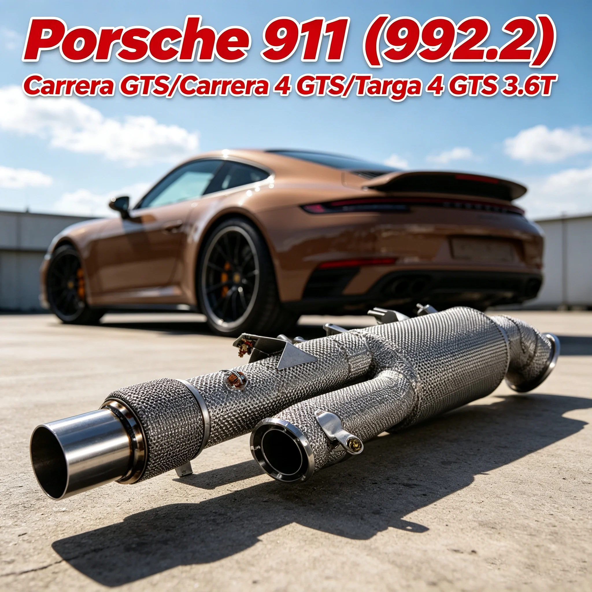 Insulated Exhaust Header For Porsche 911 992.2 Carrera GTS Carrera 4 GTS Targa 4 GTS 3.6T Stainless Steel High Performance