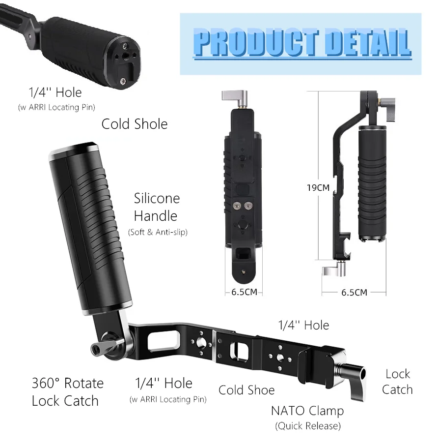Impugnatura regolabile con giunto cardanico compatibile con DJI RS4/RS4 PRO/RS3 Mini/RS3 /RS3 Pro/RS2 Gimbals L Staffa Accessori