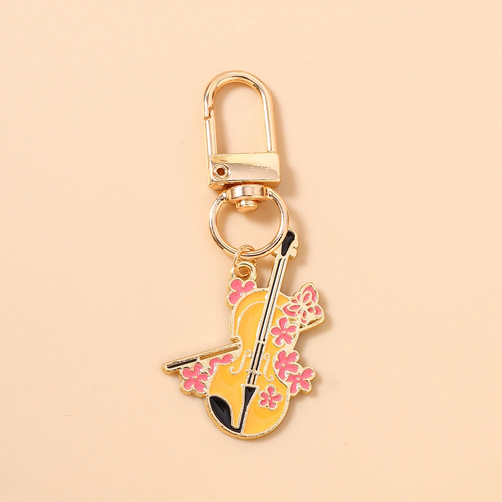 Aihua Niedlicher Musikinstrument-Schlüsselanhänger für Frauen und Mädchen, Schlüsselring-Anhänger zur Handtaschen-Dekoration, Violine, Gitarre, Schlüsselkette, Schmuckgeschenke – Detail 9