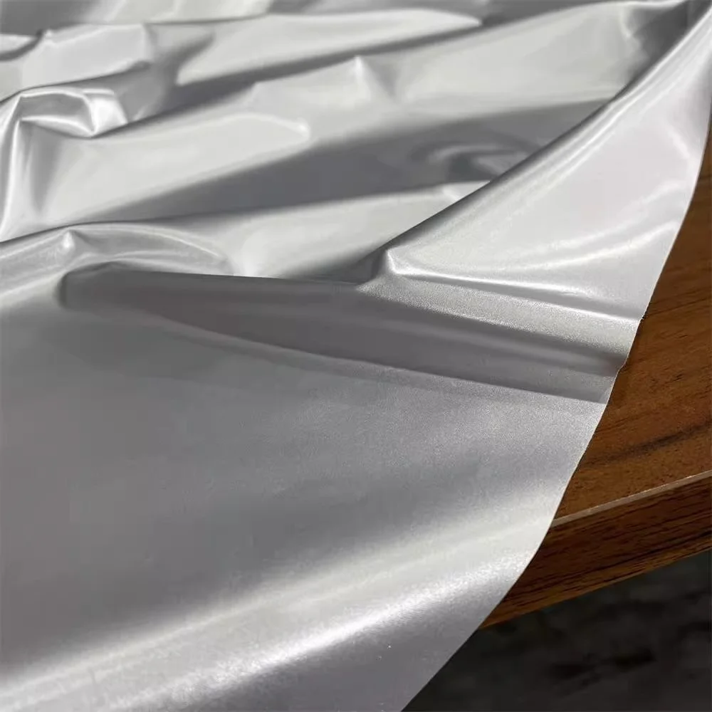 

Waterproof Silver Gray Imitation Leather Fabric Matte Silver for Down Jacket Cloth Diy Sewing Per Meter Material