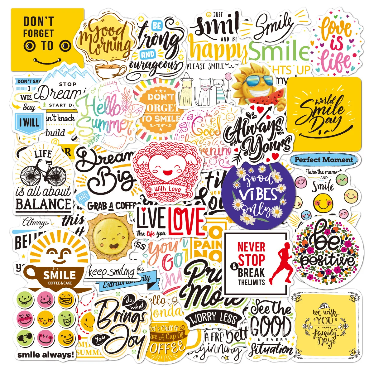 50PCS Motivational Phrases Sticker Inspirational Life Quotes DIY Laptop Study Room Scrapbooking Graffiti Decal Stickers
