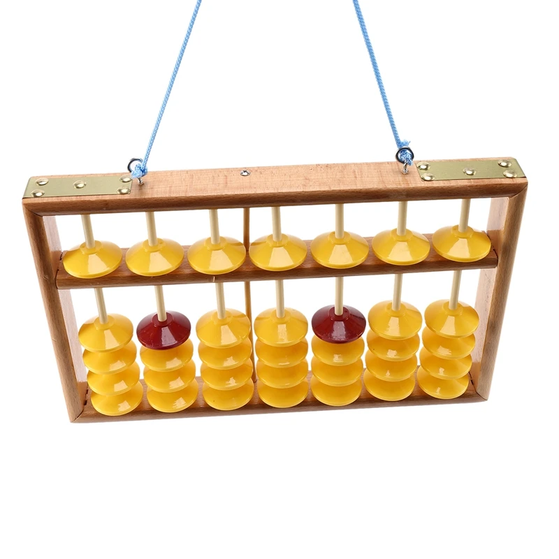 7 Column Non-Slip Hanging Wooden Abacus Chinese Soroban Educational Tool Mathmetic Calculator For Student Teacher