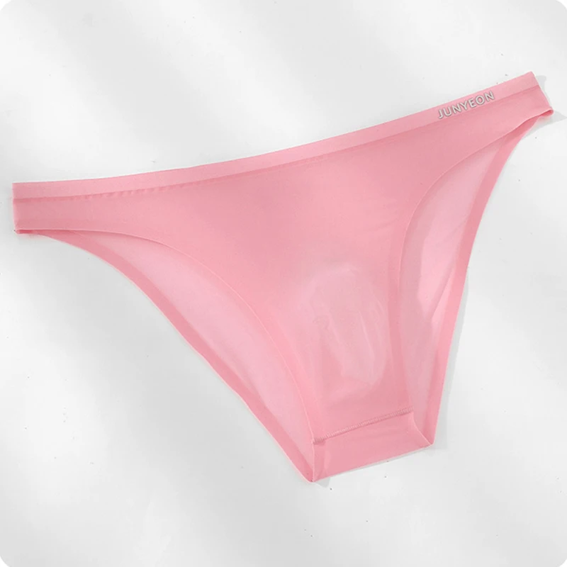 Seamless Quick Drying Men Briefs Underwear Solid Color Ice Silk Ultra-thin Underpants Sexy Breathable 3D Pouch Panties Undies