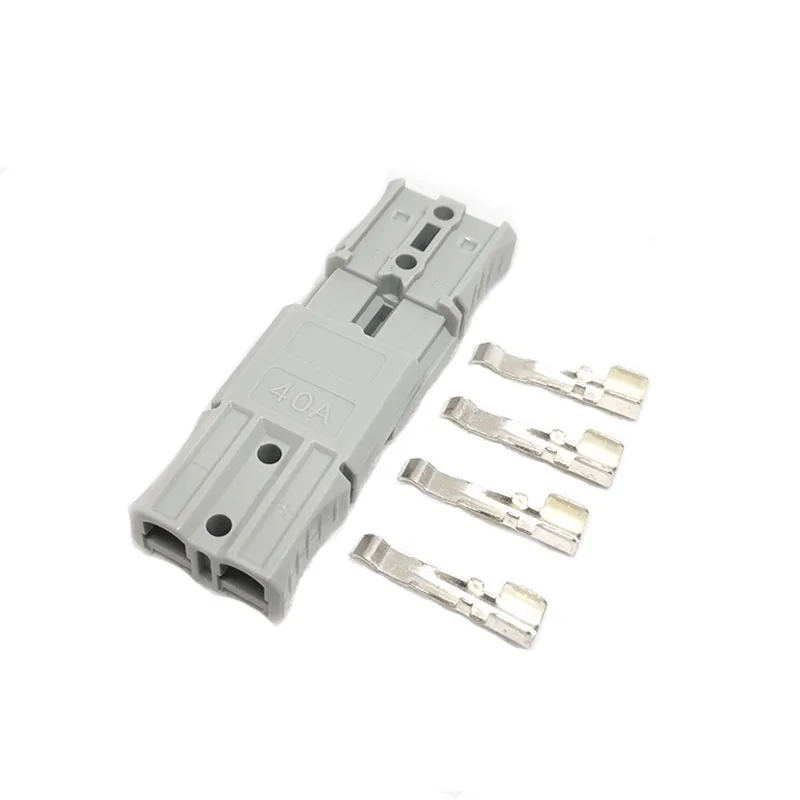 1 Pair of 40A Plug Power Connectors Red Blue Grey High Current Battery Tram Forklift Charging Connectors Male and Female Plugs view 3
