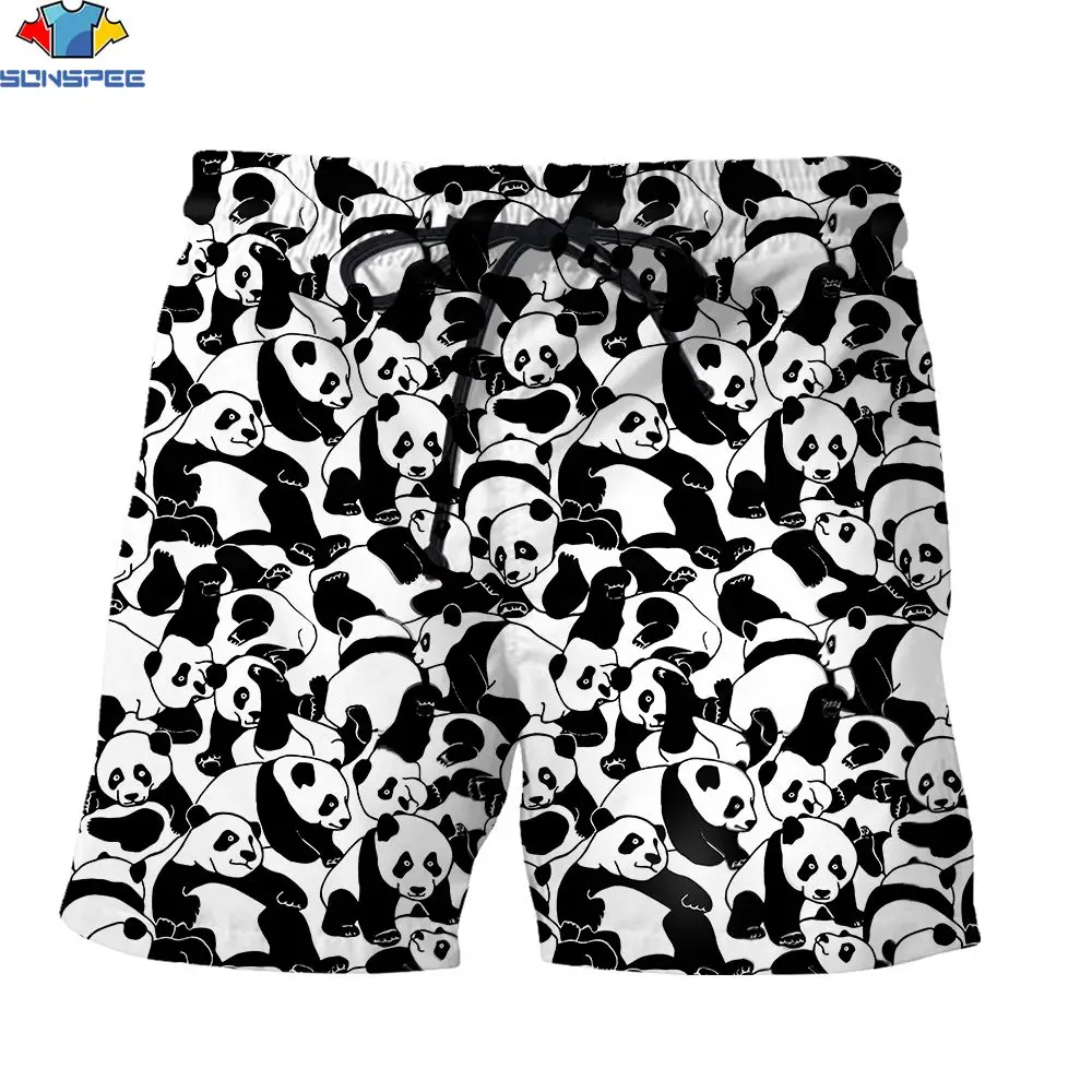 SONSPEE 3D Print Men\'s Sports Shorts Cartoon Cute Animal Panda Avatar Shopping Leisure Travel Party Summer Trend New Short Pants