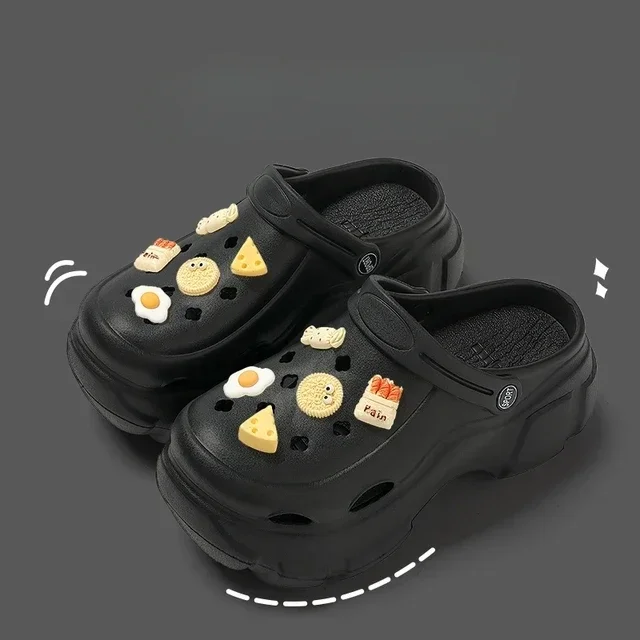 BEVERGREEN 7CM Summer Clogs Outdoor Waterproof Platform Women Slippers Beach Slides Massage Beard Black Designer Sandals