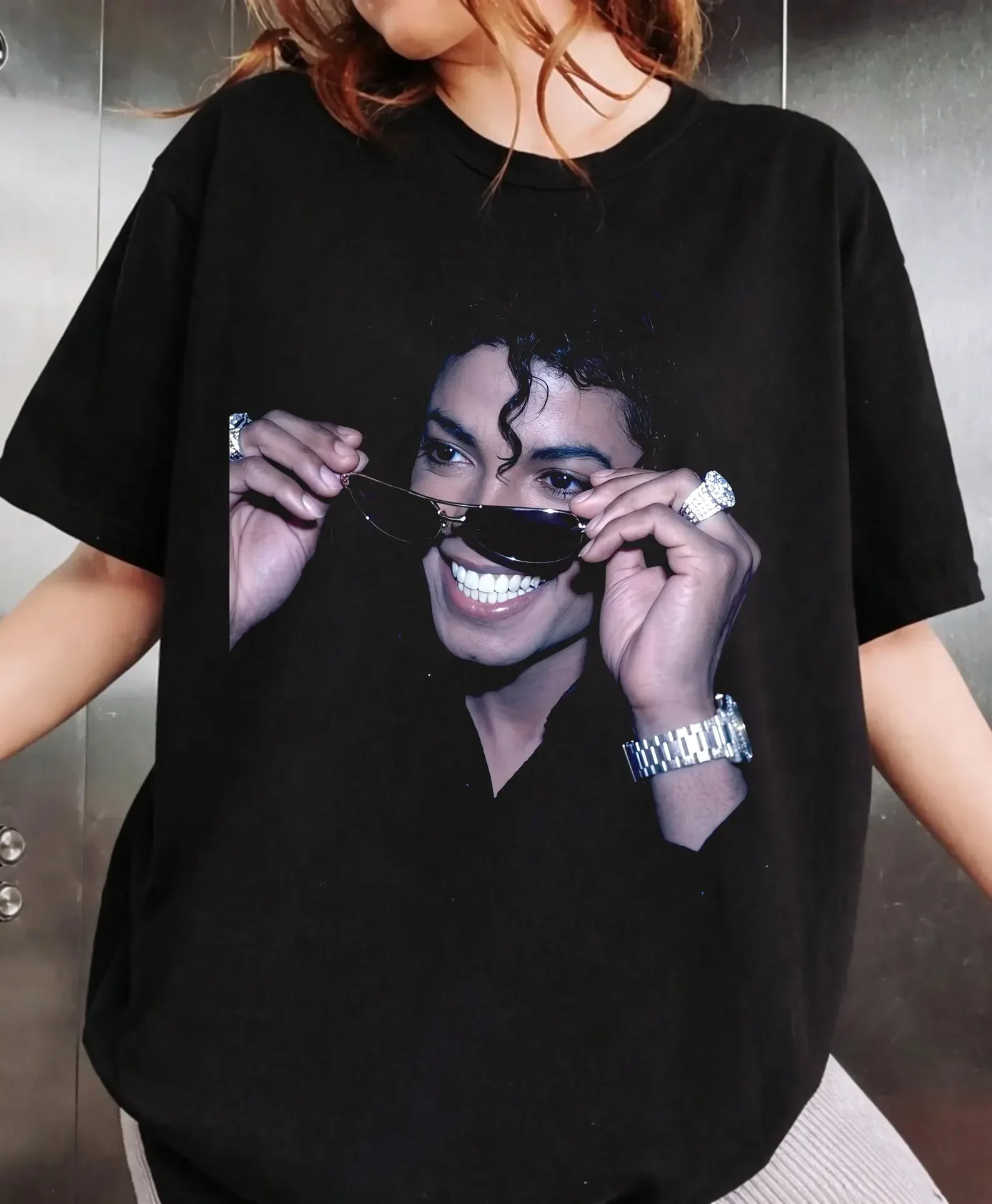 Michael Jackson Modern Redesign T-shirt Men and Women Summer Cotton Y2K Clothing Fashion Round Neck Short Sleeved Tee Fan Gifts