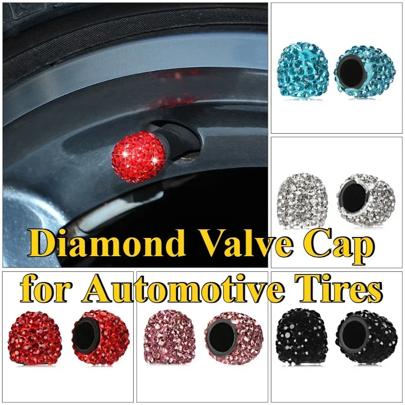 4/2pcs Diamond Car Tire Valve Caps Vehicle Bling Crystal Valve Cap Car Styling Accessories Shining Dust-proof Wheel Valve Cover