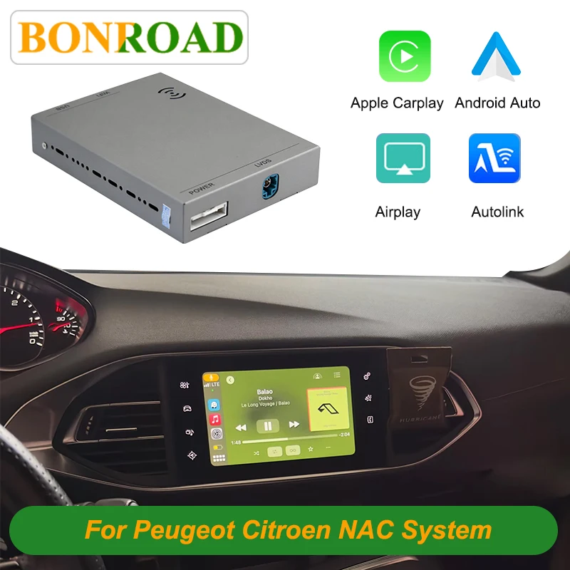 Bonroad Wireless Carplay Android Auto Modulo Per Peugeot 208 308 508 3008 C4 DS3 DS4 DS5 SMEG NAC Interfaccia Mirror Link Airplay