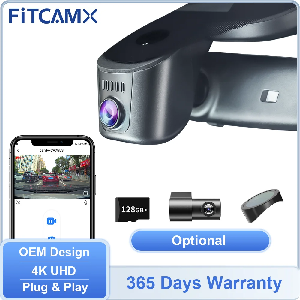 FITCAMX Vehicle Recorder for Porsche 911 Panamera Cayenne Taycan Macan various models, 4K Dashcam Has WIFI, Rear Camera Support