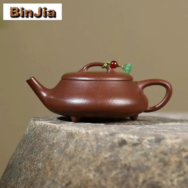

180Ml Vintage Yixing Purple Clay Teapots Handmade Bridge Scoop Pot Raw Ore Jade Gold Sand Kettle Chinese Zisha Teaset Cha
