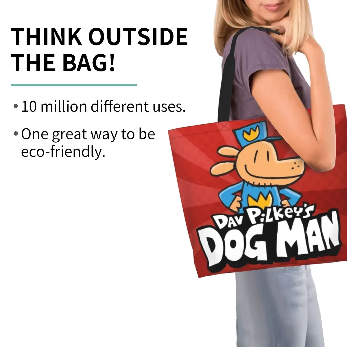 Custom Reusable Dogs Man Shopping Bag Women Shoulder Canvas Tote Bag Portable Grocery Shopper Bags