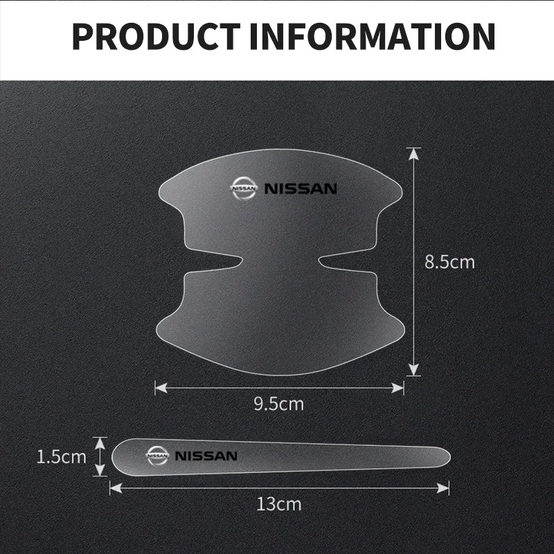 8pcs Transparent Car Door Handle Protector Stickers Protection Film For Nissan Qashqai X J10 J11 Trail Tiida Teana Pulsar Altima