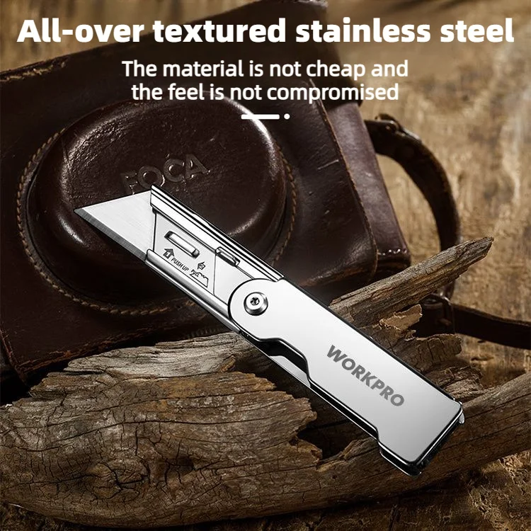 Workpro Folding Utility Knife Heavy Duty Box Cutter Quick Change Blades Sharp Blades Cutting Tool Cutter Cartons Cardboard Box