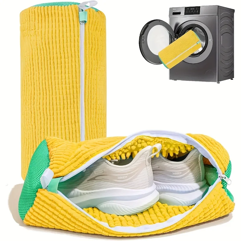 Lazy Shoe Washing Bag for Washing Machine Portable Microfiber Chenille Sneakers Cleaning Mesh Bags Protect Shoes Laundry Bag