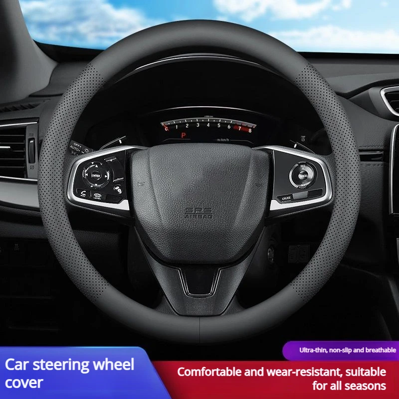 

The car steering wheel is made of universal leather, wear-resistant, all-season, ultra-thin, breathable, anti-slip and sweat-abs