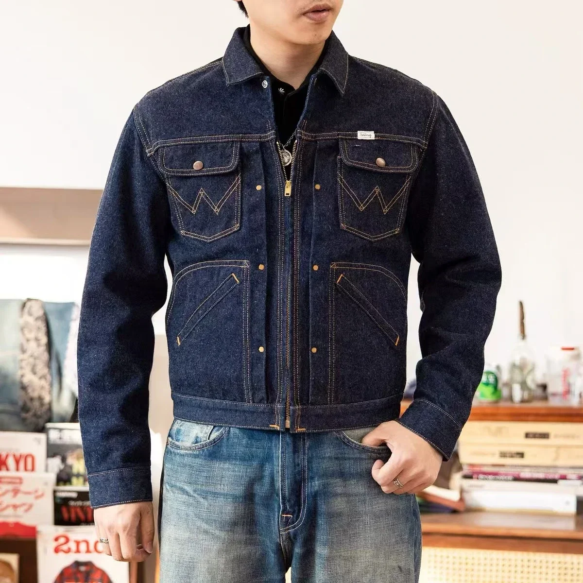 2025 Red Tornado Retro 1960s Model 24MJ Selvedge Denim Jacket Western Style Mens Jean Outerwear Indigo