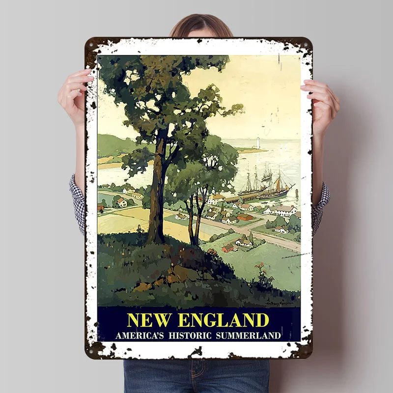 

Металлический постер в стиле Нью-Ингленд: винтажные жестяные таблички для декора мужской комнаты, дома, гостиной, игровой комнаты, уютного уголка