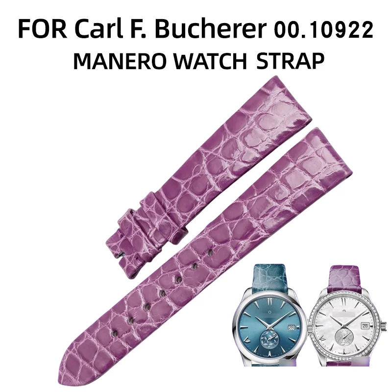 PARA CARL F. BUCHERER MANERO 00.10922 Correa de reloj de piel de cocodrilo