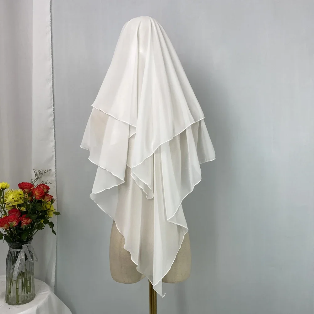 

Muslim Women Double Layer Khimar Chiffon Hijab Amira Islamic Clothing Eid Ramadan Prayer Garment Niqab Nikab Scarf Caftan Abaya