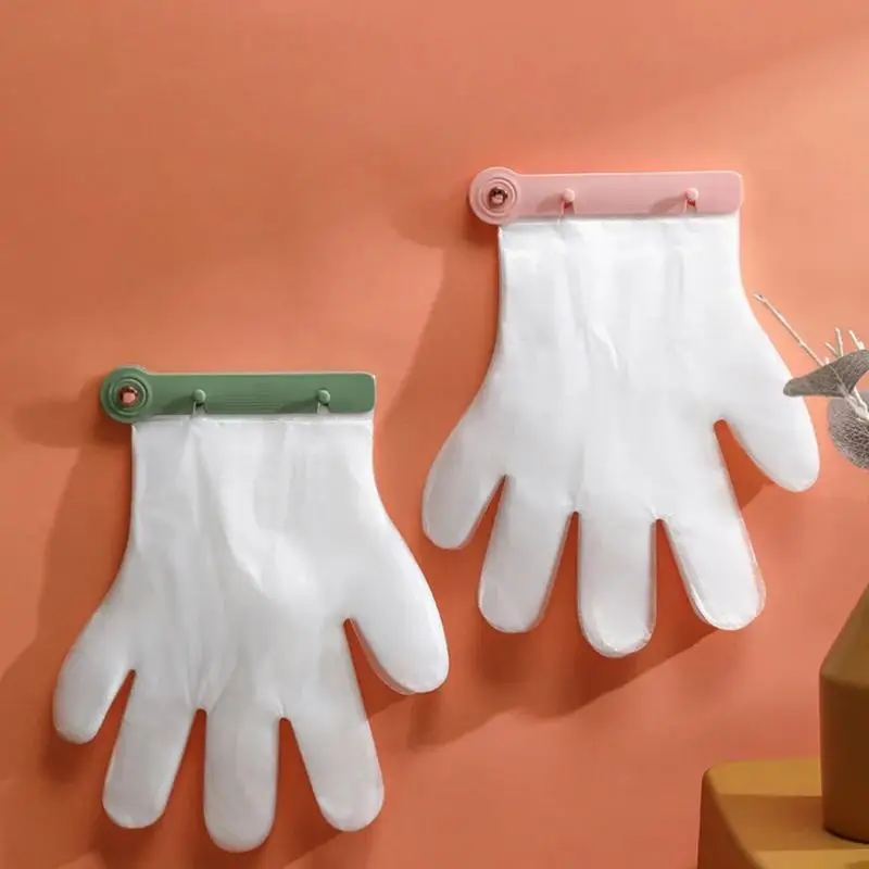 Gloves Clip Wall Mounted Gloves Holder Kitchen Gadget with 100PC Gloves Punch-Free Storage Holder Organizer Dispenser Glove Clip