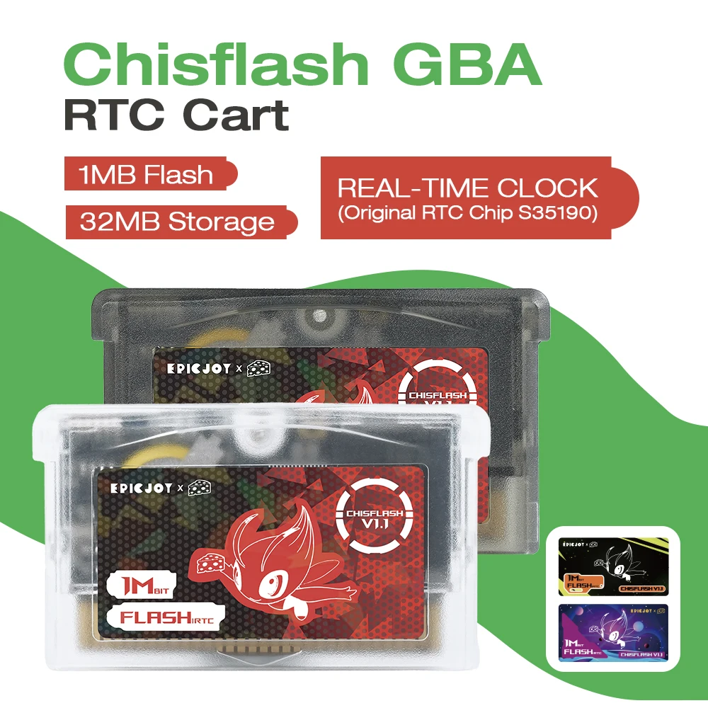 

ChisFlash V1.1 Rewritable GBA RTC Cart Original RTC Chip S35190-32MB Storage 1Mb Flash Compatible with GBA/DS Series