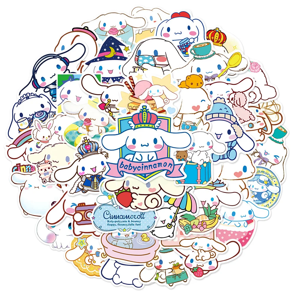 10/30/50pcs Cartoon Cinnamoroll Stickers Cute Sanrio Anime Decals Phone Case Scrapbook Laptop Kawaii Graffiti Sticker Decoration