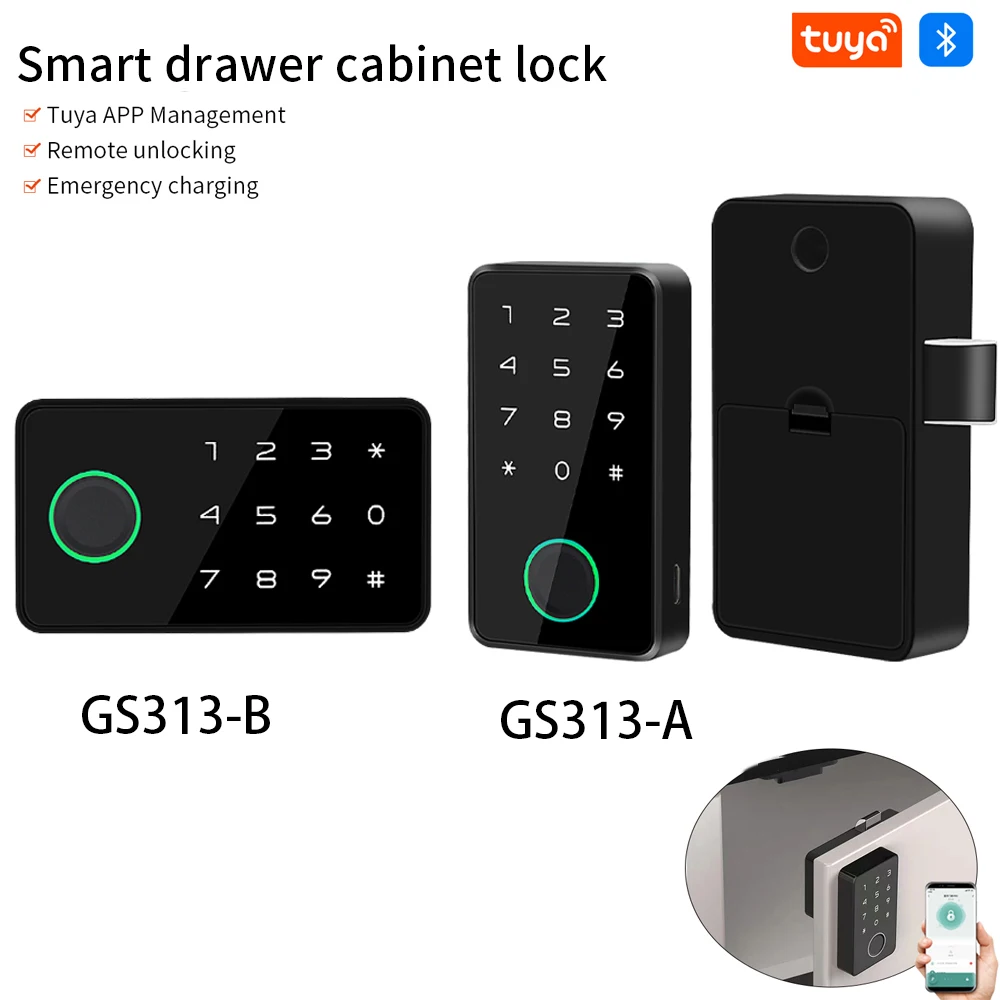 

GS313 Tuya APP Умный шкаф с отпечатками пальцев Невидимый замок RFID-карта NFC Разблокировка корпусной мебели Электронный сенсорный замок