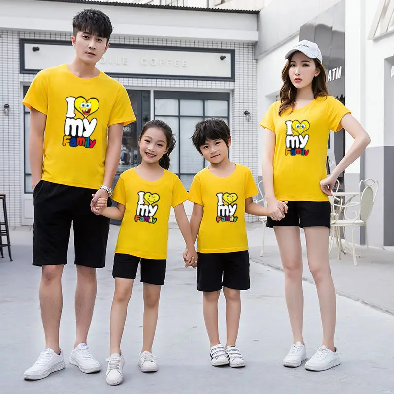 

Family Matching t Shirt Casual Father and Son Mother and Daughter Cotton T-Shirts Parent-child Cartoon T-shirt Short Sleeve Tops