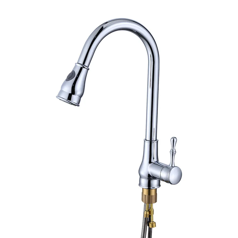 Vegetable washing basin faucet 304 stainless steel pull-out kitchen faucet dual outlet hot and cold sink faucet