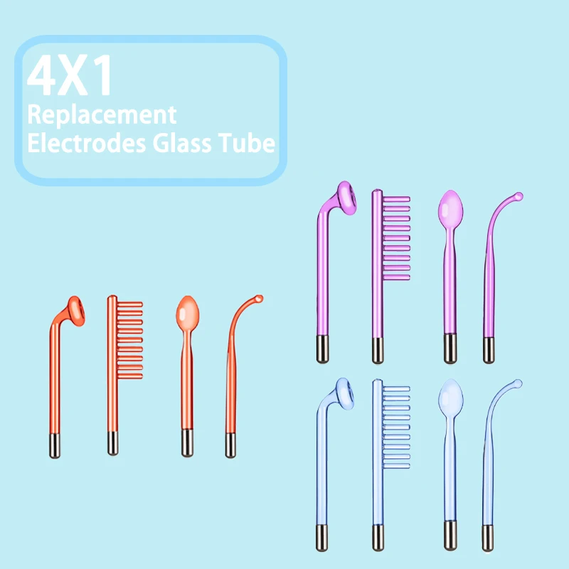 4X1 High Frequency Replacement Electrodes Glass Tube Facial Electrotherapy Wand Acne Spot Remover Beauty Device