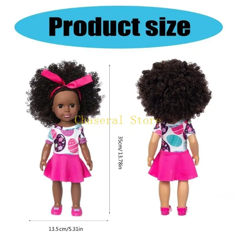 E7CE 35 Bambola da collezione African Reborns Giocattolo Lavabile Bambola per bambini Nuovi regali per i genitori come