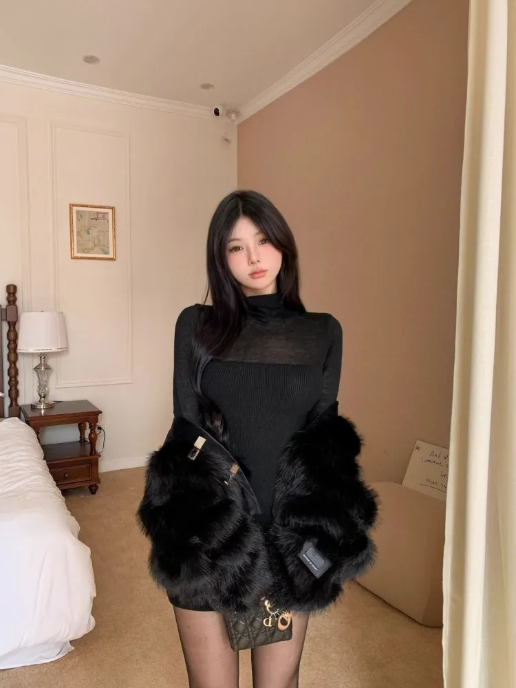 الشتاء أزياء المرأة الجديدة أنيقة محبوك سليم المناسب اللباس الداخلي مثير الجوف خارج حار فتاة الخصر حقيبة الأرداف اللباس