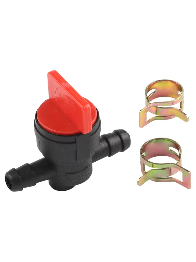 Válvula de corte de combustível (gasolina/diesel) com torneira e 2 abraçadeiras para mangueira de 6-8mm, para ferramentas de jardim e peças de cortador de grama