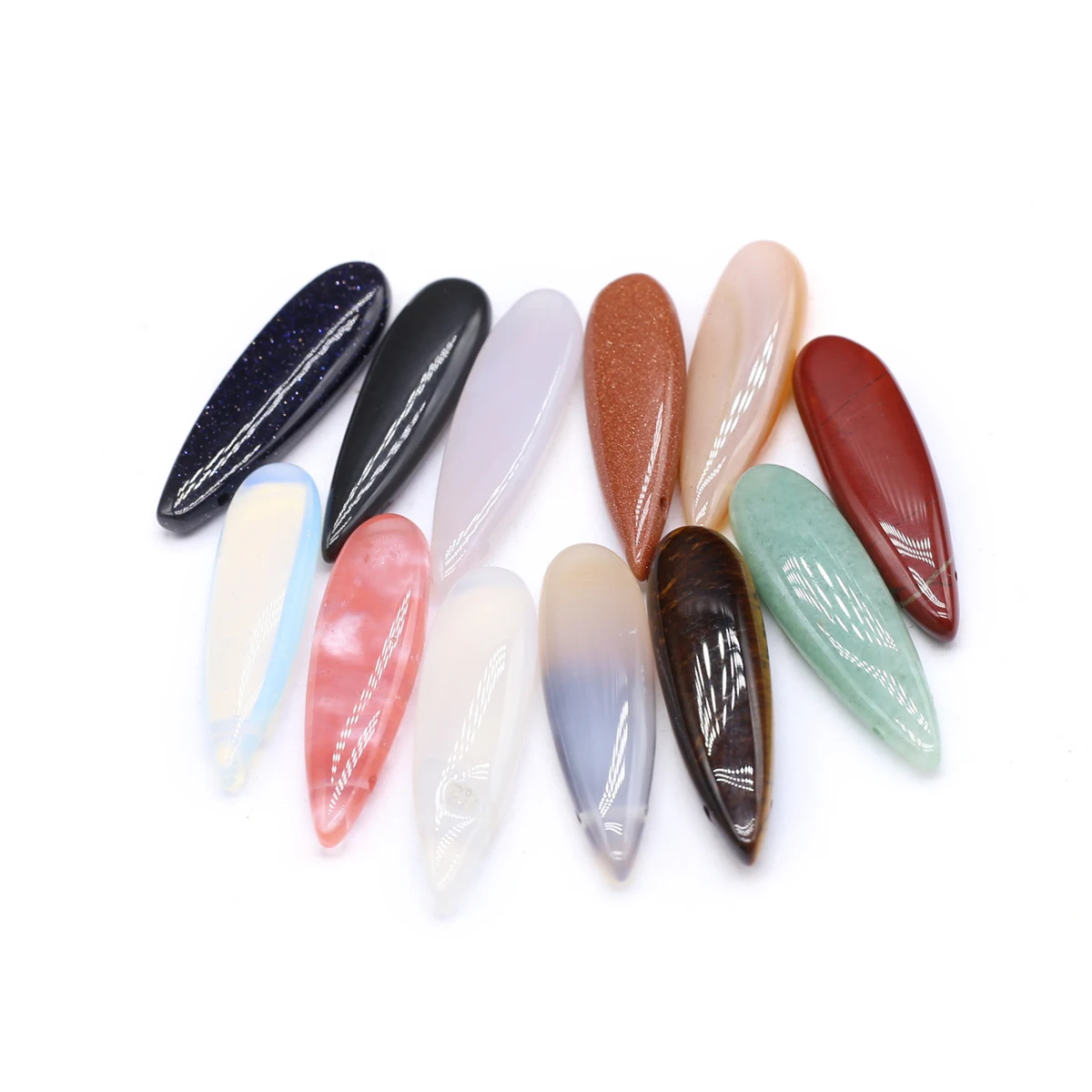 10PCS Wholesale Natural Stone Crystal Agate Turquoise Long Droplet Pendant Jewelry Making DIY Necklace Earrings Accessories Gift