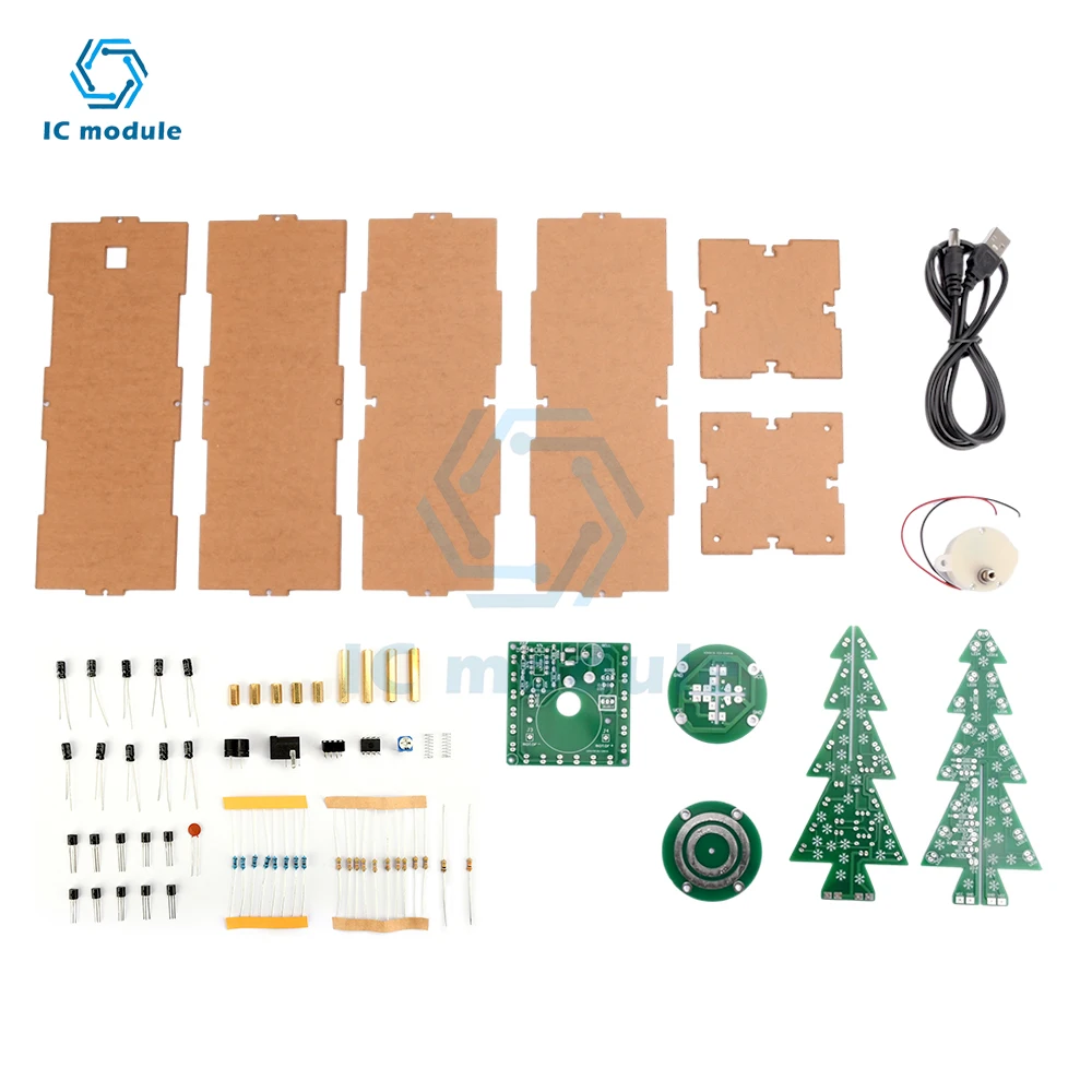 

Rotating Colorful Music Christmas Tree Led Flowing Water Electronic Diy Kit Christmas Decoration Gift
