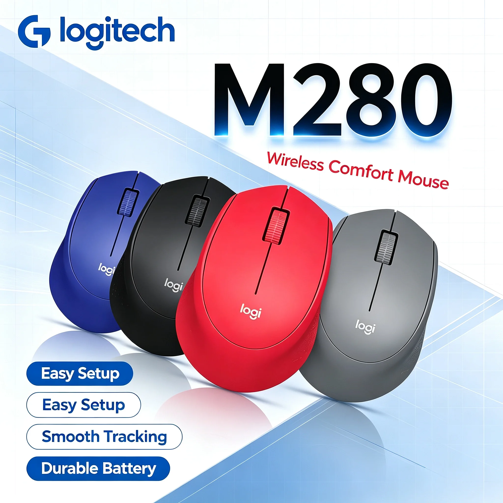 Logitech M280 Portable Cordless Wireless Mice High Precision Optical Sensor For Student Home Office Use