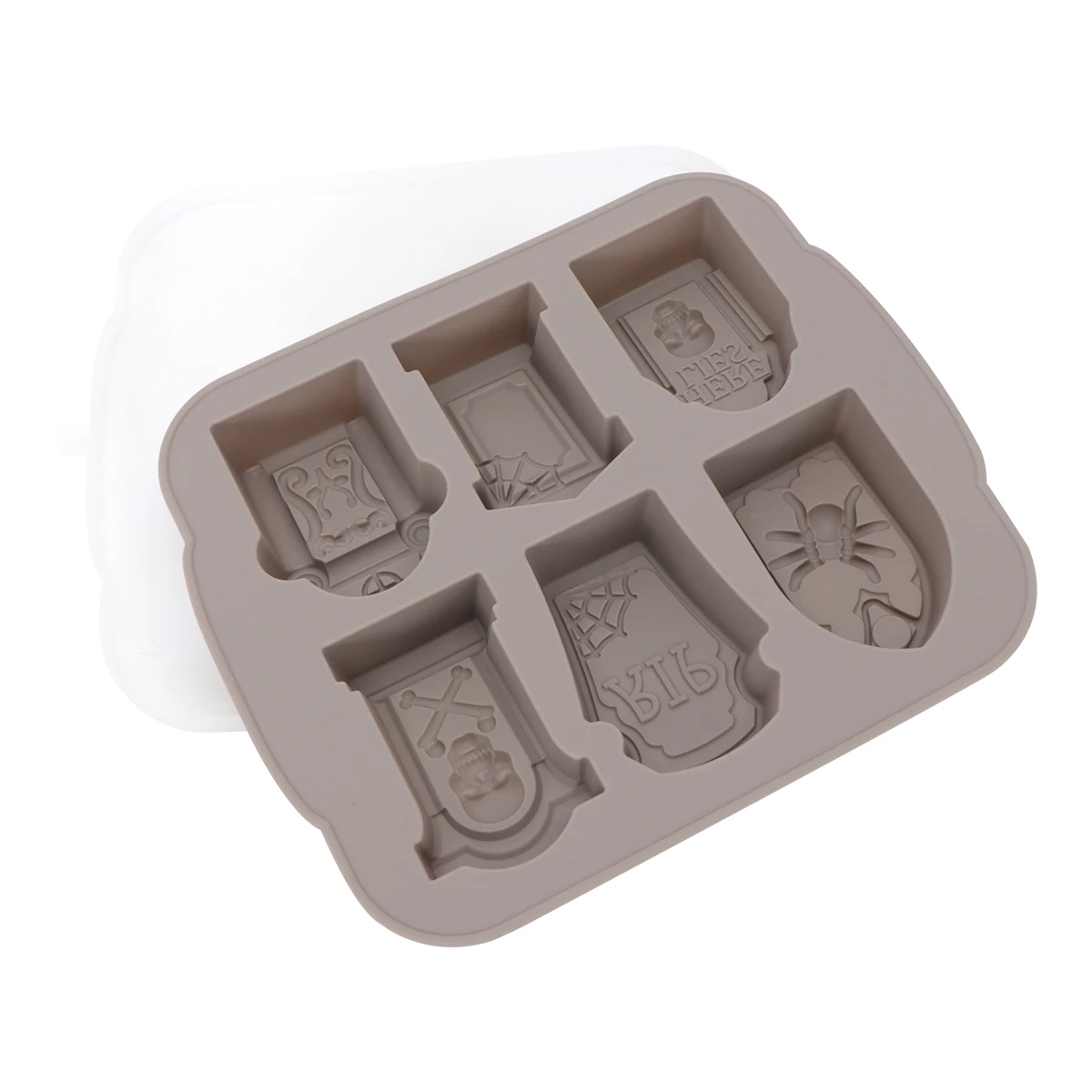 

Halloween Tombstone Silicone Ice Mold Chocolate Candy Craft Maker Non-Stick Fun Shape Whisky Beer Cooler Party Bar Home Use Grey