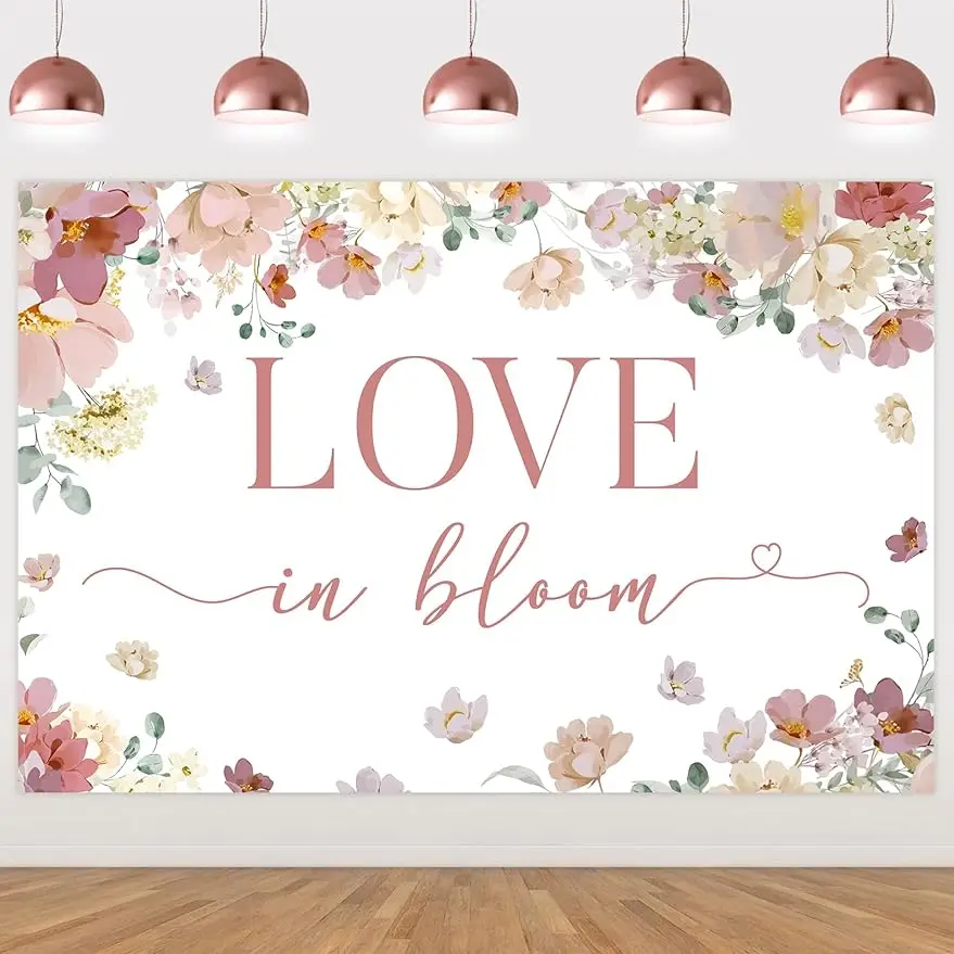 

Love in Bloom Backdrop, Bridal Shower Decor, Boho Flower, Floral Engagement, Wedding, Bachelorette Party Supplies