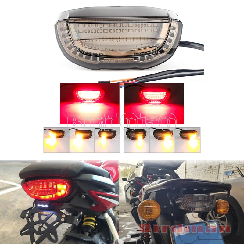 Motorcycle Tail Light LED Integrate Sequential Turn Signal Rear Brake Lamp For Honda CB650R CB300R CBR650R Cafe Racer Chopper