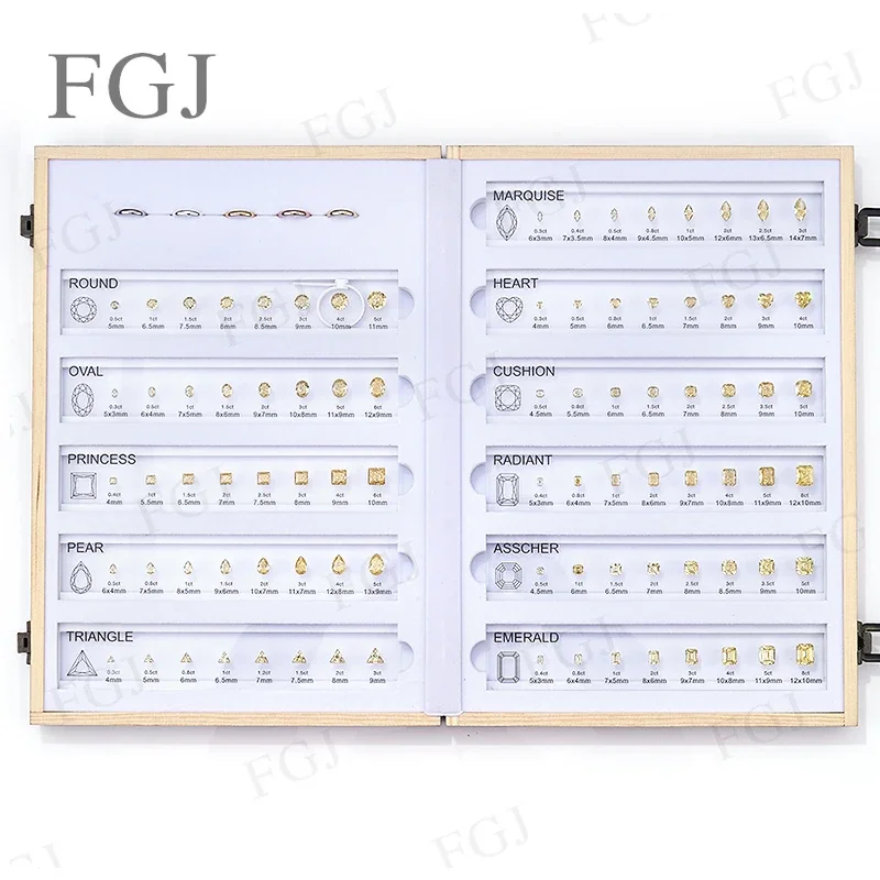 

New [Many Shape] Customize Comparison Chart Cubic Zirconia Diamond Carat Set Ring Size Reference for Jewelry Making DIY