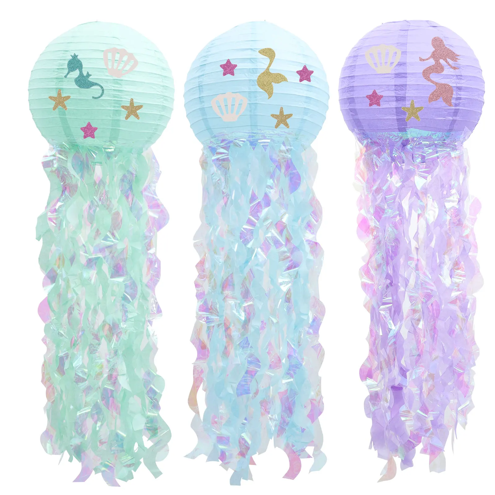 

3 Jellyfish Lanterns Durable Reusable Mermaid Theme Mermaid Themed Party Supplies Ocean Home Office Coffee Shop