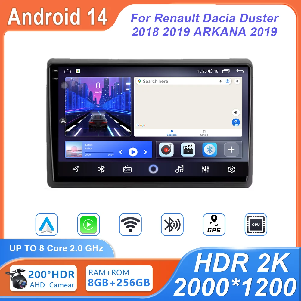 

Автомобильный радиоприемник Carplay для Renault Dacia Duster 2018 2019 ARKANA 2019 навигация GPS Android авто мультимедийный плеер 4G WiFi без 2din